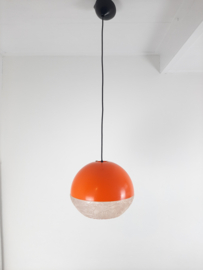 Vintage jaren 70 hanglamp, kunststof oranje bol hanglamp