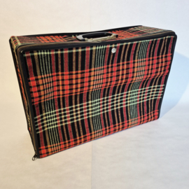 Vintage opvouwbare koffer | Rood geruit retro design