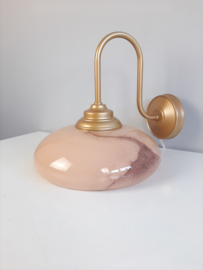 Vintage wandlamp met glazen gemarmerde kap | Glazen wandlamp