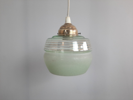 Jaren 50 glazen hanglamp groen met goud