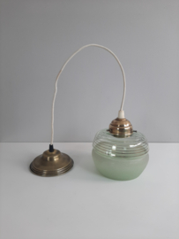Jaren 50 glazen hanglamp groen met goud