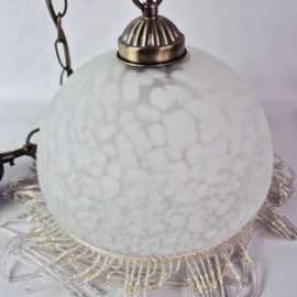 Vintage glazen hanglamp met kralen fringe