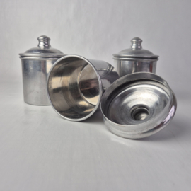 Vintage metalen potten met deksel set van 3
