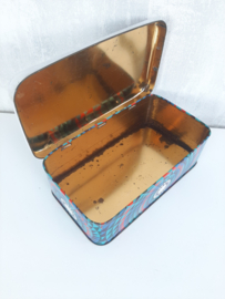 Vintage jaren 70 koektrommel, blik met geometrisch patroon