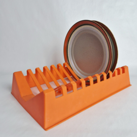 Vintage kunststof bordenrek oranje