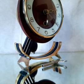 Vintage tafelklok Orfac, mcm klok, jaren 60 klok met pendule