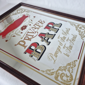 Vintage “Private Bar” spiegel | Pub/Bar decor | Reclamebord