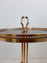 Vintage messing koperen bijzettafel | Jaren 60 tafeltje | Hoge bijzettafel met formica