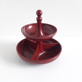Jaren 70 snacktoren Emsa, pindaset, space age design, vintage snackset