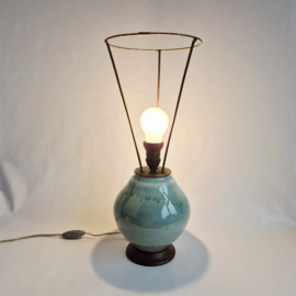 MCM tafellamp | Vintage keramische lamp met druipglazuur