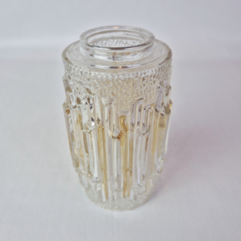 Vintage glazen lampenkap van helder glas met amber