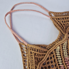 Jaren 70 Macramé tas met kralen