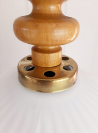 Vintage hanglamp met melkglazen lampenkap en houten armatuur, Japandi
