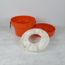 Jaren 70 naaimand | Oranje naaitrommel
