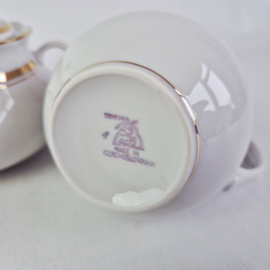 Bohemia porseleinen suikerpot en melkkan