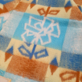 Vintage jaren 70 wollen deken, bloemen, Red Clan Blanket