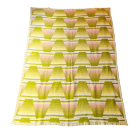 Jaren 70 Deken Groen/Roze/Wit