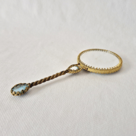 Vintage Limoges handspiegel – porselein en verguld metaal