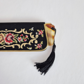 Vintage Petit Point etui met spiegel en kam