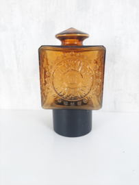 Jaren 70 bruin glazen plafondlamp | Vintage plafonniere Scandinavische lamp