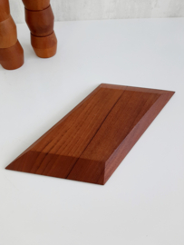 Vintage teakhouten eierdopjes, set eierdoppen, houten eierdop