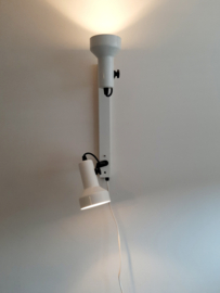 Vintage spotjesbalk wit met zwart, jaren 70 wandverlichting, origineel, wandspotjes