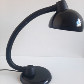 Vintage zwarte bureaulamp met gooseneck, jaren 80 tafellamp, design werklamp