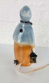 Jaren 50 parfum lampje, dame met lantaarn lampje, parfumlampje