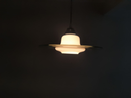 Jaren 70 glazen hanglamp, UFO, vintage hanglamp, Space Age
