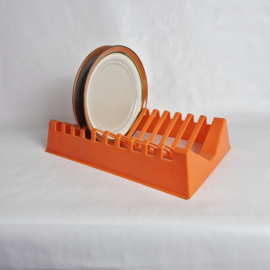 Vintage kunststof bordenrek oranje