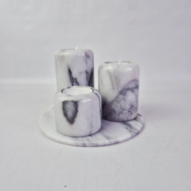 Set van 3 vintage marmeren waxinelichthouders | Theelichtjes