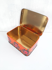 Flowerpower koekblik, vintage jaren 70 koektrommel