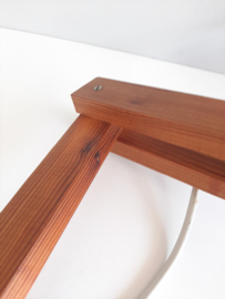 Houten wandlamp met zwenkarm | Jaren 70 schaarlamp