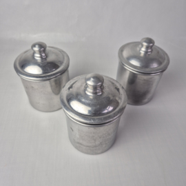 Vintage metalen potten met deksel set van 3
