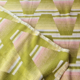 Jaren 70 Deken Groen/Roze/Wit