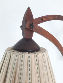 Houten wandlamp met zwenkarm | Jaren 70 schaarlamp