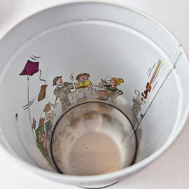 Vintage theeblik met illustraties van 'Loek'