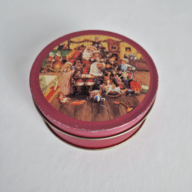 Vintage kerst onderzetters in blik - 6 stuks met Santa Claus print