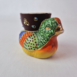 Vintage Japanse Satsuma eierdop met moriage-decoratie