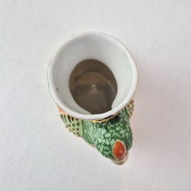 Vintage Japanse Satsuma eierdop met moriage-decoratie