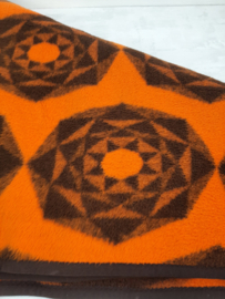 Vintage jaren 70 deken | Dralon deken | bruin/oranje | Bloem decor