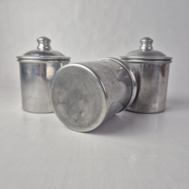 Vintage metalen potten met deksel set van 3