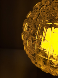 Jaren 60 plafondlamp | Schroefbol | Glazen bewerkte bol