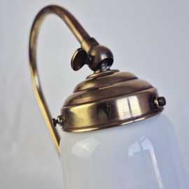 Vintage Messing bureaulamp met Glazen Kap