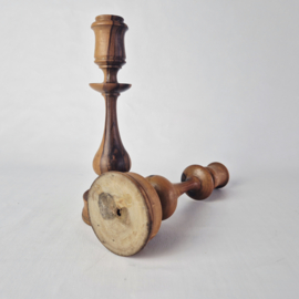 Vintage Teakhouten Kandelaars Set van 2