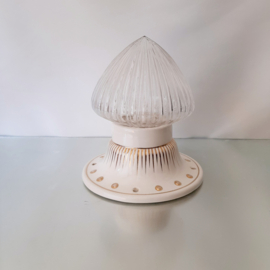 Art Deco porseleinen plafondlamp met kap van geribd glas | DRG lamp