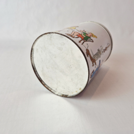 Vintage theeblik met illustraties van 'Loek'