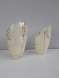 Jaren 60/70 lampenkap beige met goud