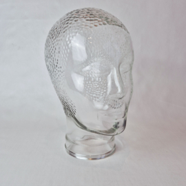 Vintage glazen 70s mannequin hoofd