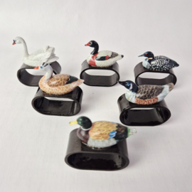 Set vintage servethouders met vogels